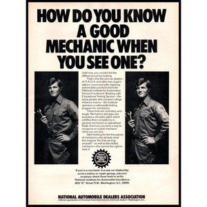 1974 NADA National Automobile Dealers Vintage Print Ad Mechanic Wall Art Photo